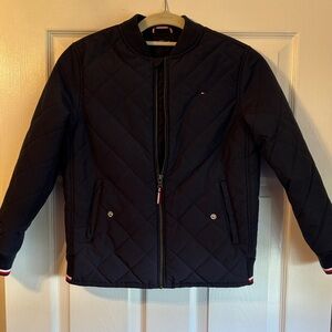 Boys Tommy Hilfiger Navy Quilted Bomber Jacket Size 8-10
